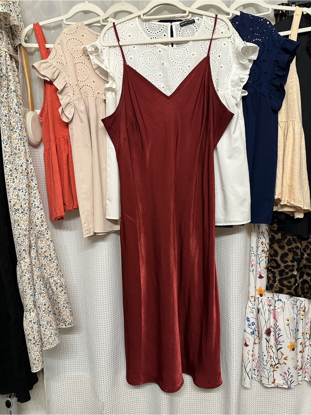 Time and Tru Burgundy V-Neck Slip Dress